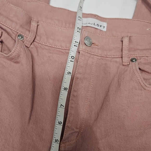 Loft Hight Waist Straight Leg Cropped Pink Frayed Hem Jeans! - Picture 7 of 8